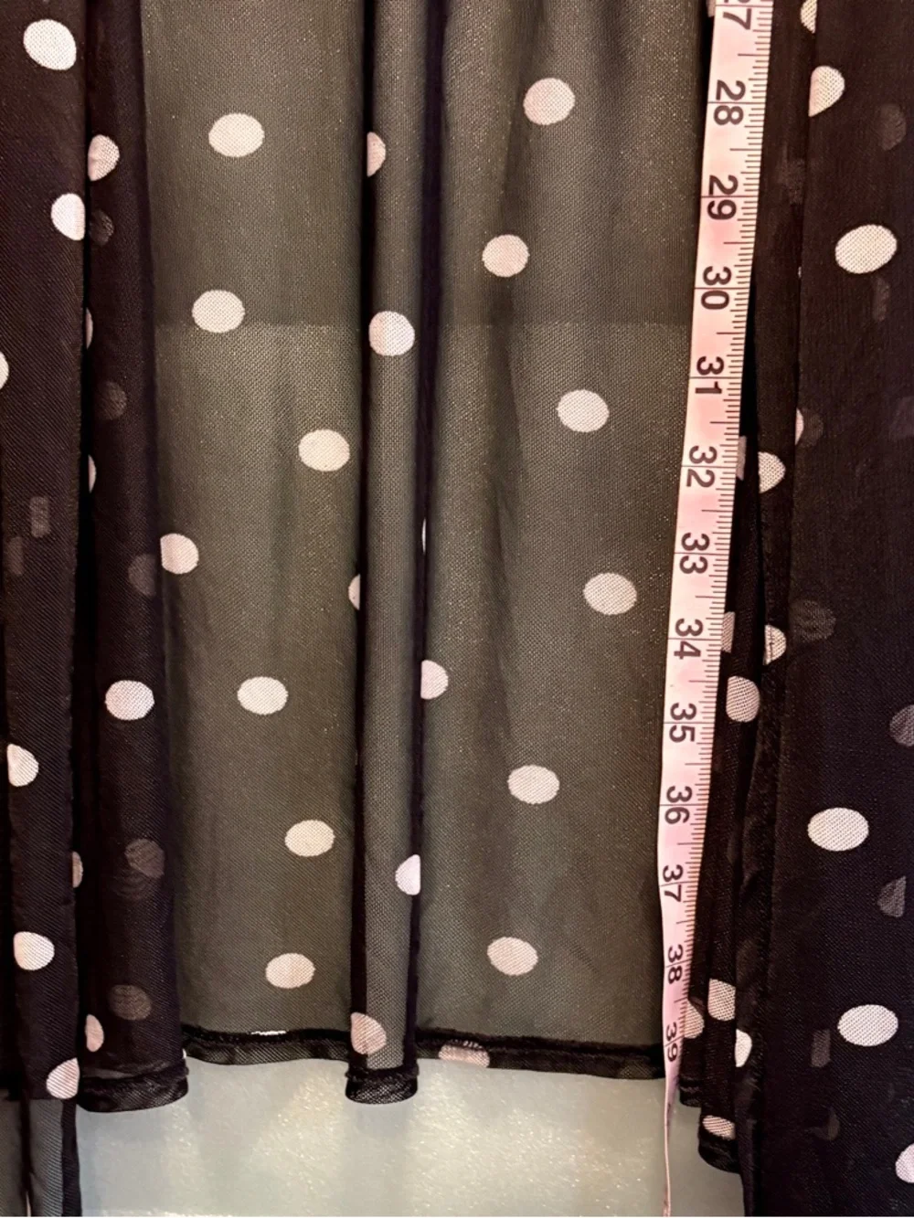 Nel + Lo Black & Pink Polka Dot Sheer Swim Coverup Layering Piece.
